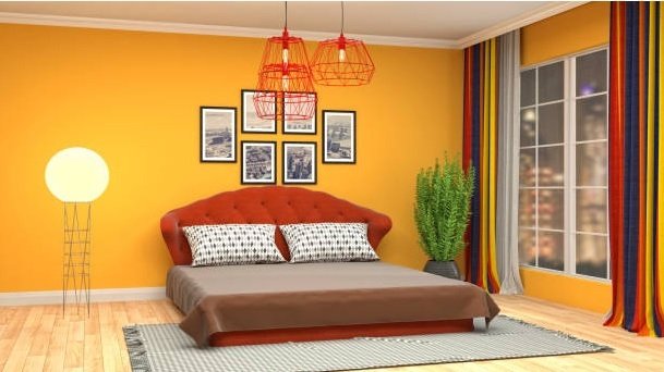 cat kamar warna marigold