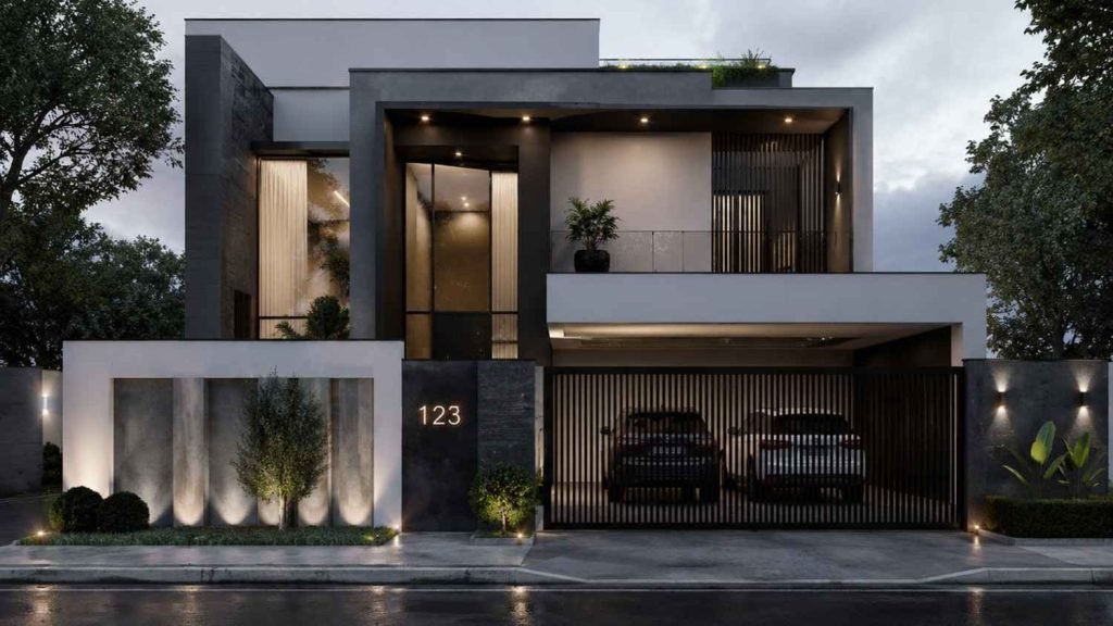 desain rumah monokrom modern