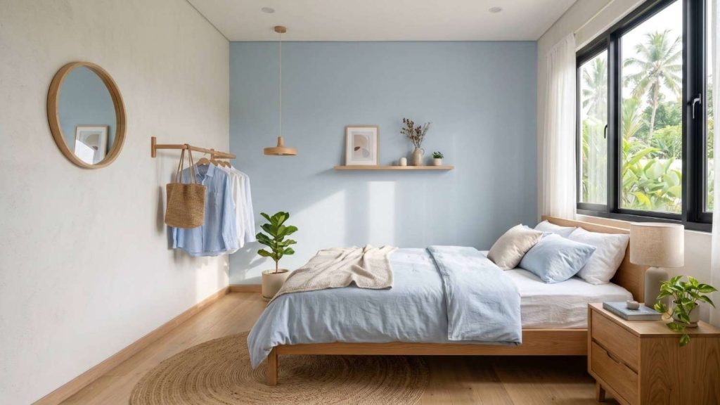 kombinasi 2 warna kamar tidur