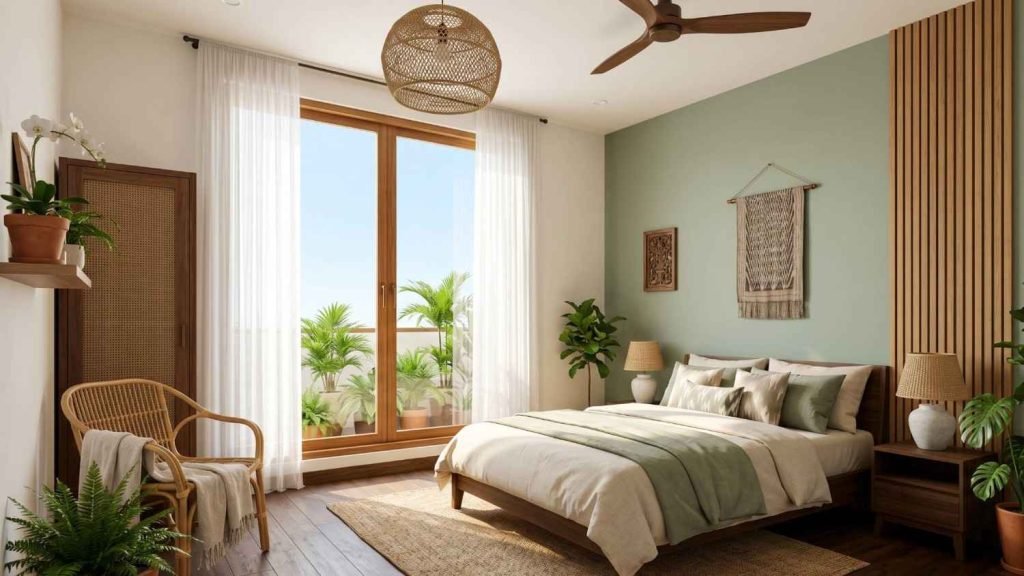 kombinasi warna kamar putih dan hijau