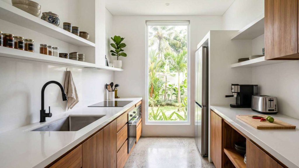 desain dapur berbentuk koridor