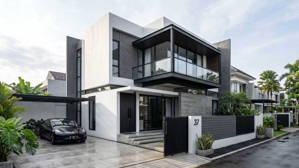 model rumah 2 lantai dengan kombinasi warna