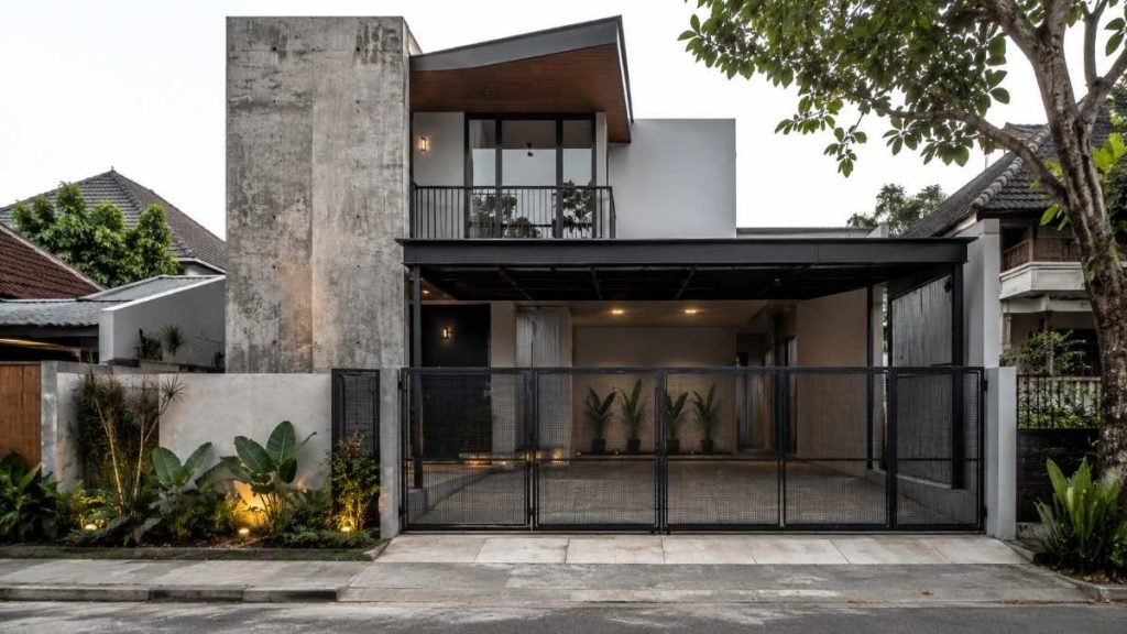 fasad rumah minimalis industrial