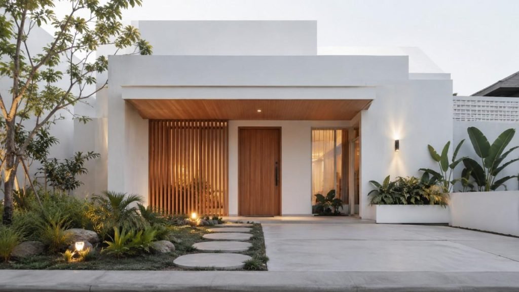 fasad rumah warna putih