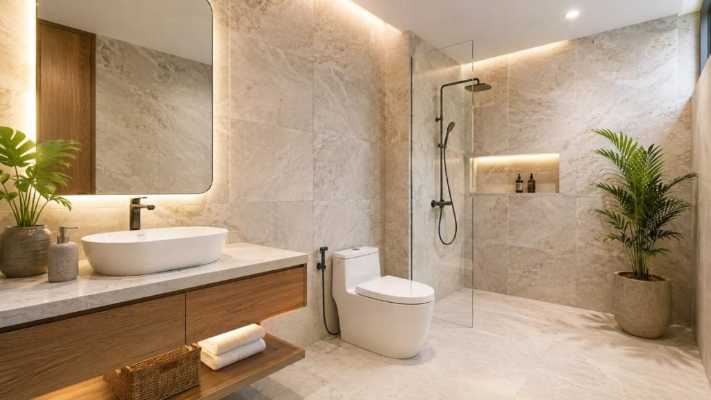 kamar mandi dengan batu alam