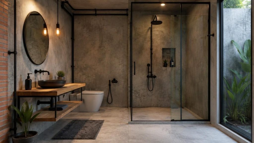 desain kamar mandi industrial
