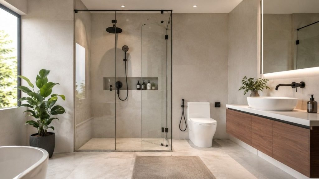 desain kamar mandi dengan shower box