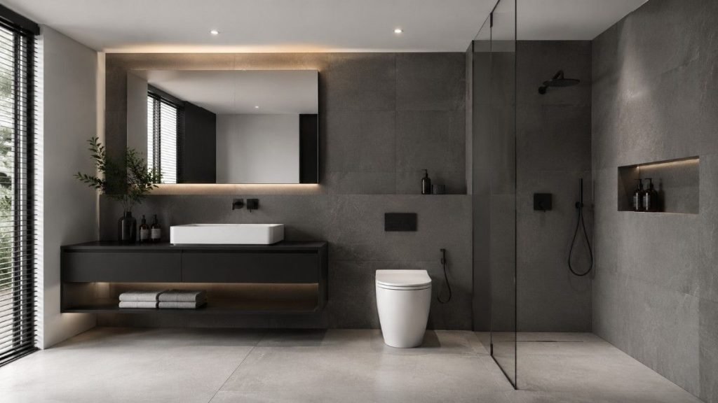 desain kamar mandi monokrom