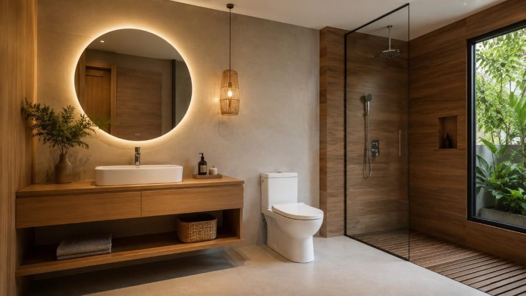 desain kamar mandi kayu