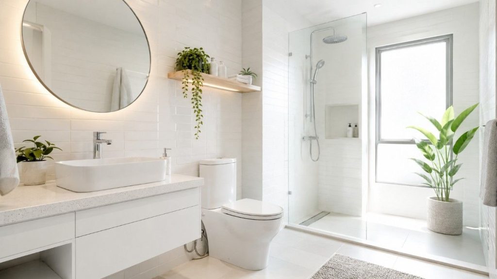 model kamar mandi warna putih